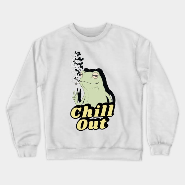 Frog Smoking Chill Out Retro Crewneck Sweatshirt by BuddyShop